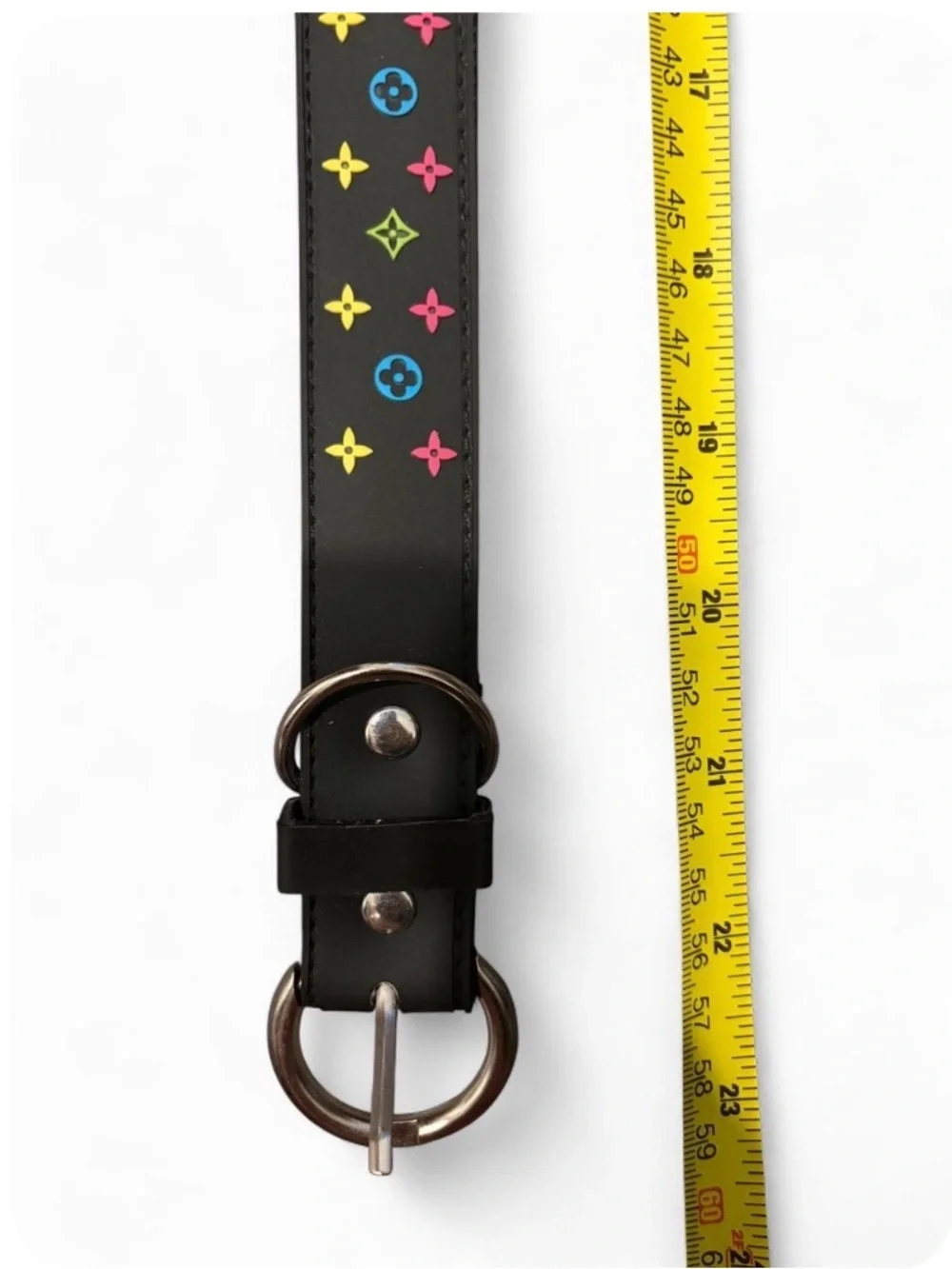 Black Dog Collar with Multicolor Monogram